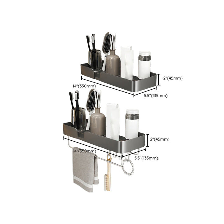 Lisslune | 3-piece modern bathroom hardware set aluminum bathroom shelf in gray