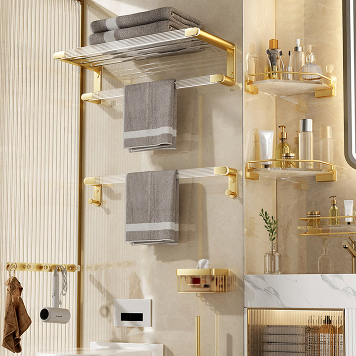 Lisslune | Modern Bathroom Accessory Set made of Gold Metal and Acrylic Bath Accessory Set