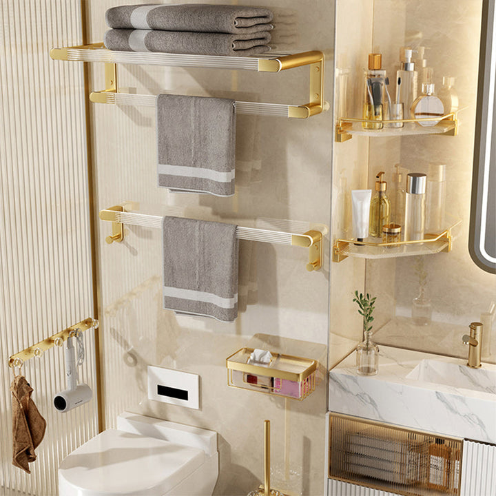 Lisslune | Modern Bathroom Accessory Set made of Gold Metal and Acrylic Bath Accessory Set