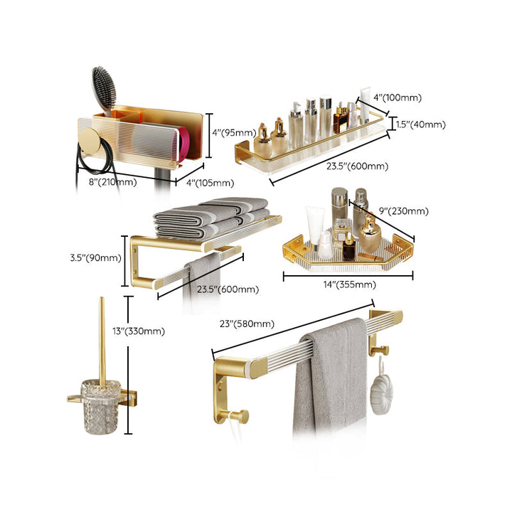 Lisslune | Modern Bathroom Accessory Set made of Gold Metal and Acrylic Bath Accessory Set