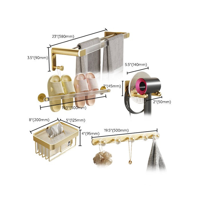 Lisslune | Modern Bathroom Accessory Set made of Gold Metal and Acrylic Bath Accessory Set