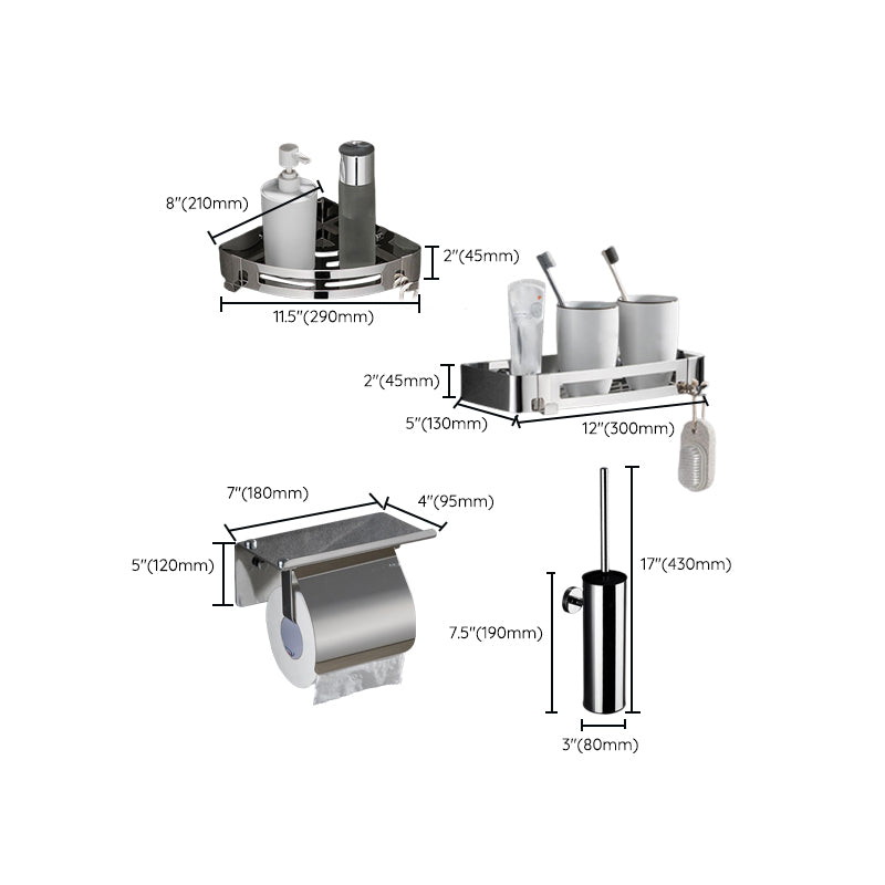 Lisslune | Modern Bathroom Accessories Hardware Set Silver Bathroom Hardware Set