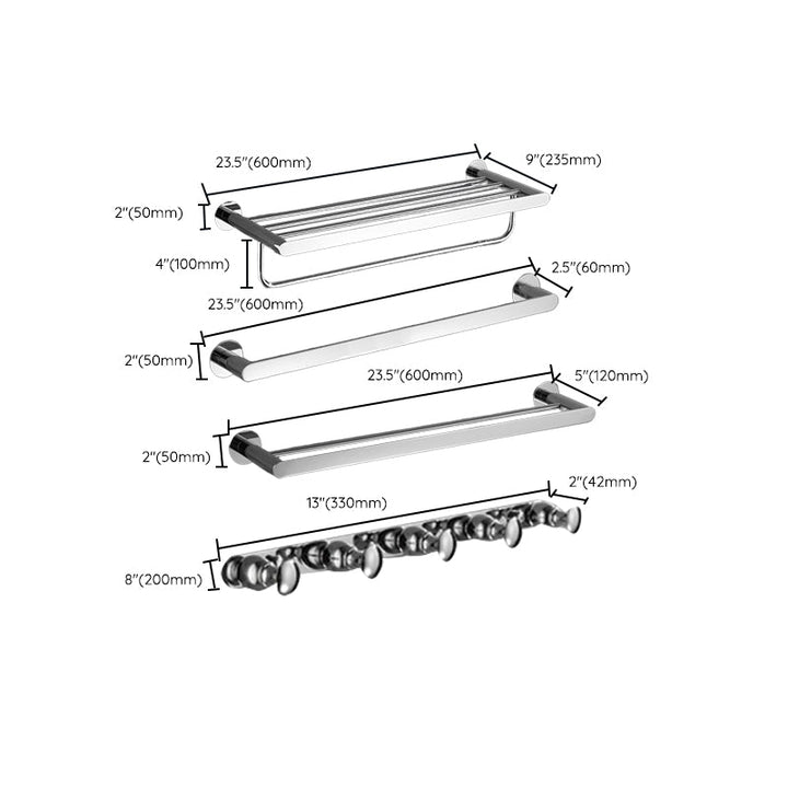 Lisslune | Modern Bathroom Accessories Hardware Set Silver Bathroom Hardware Set