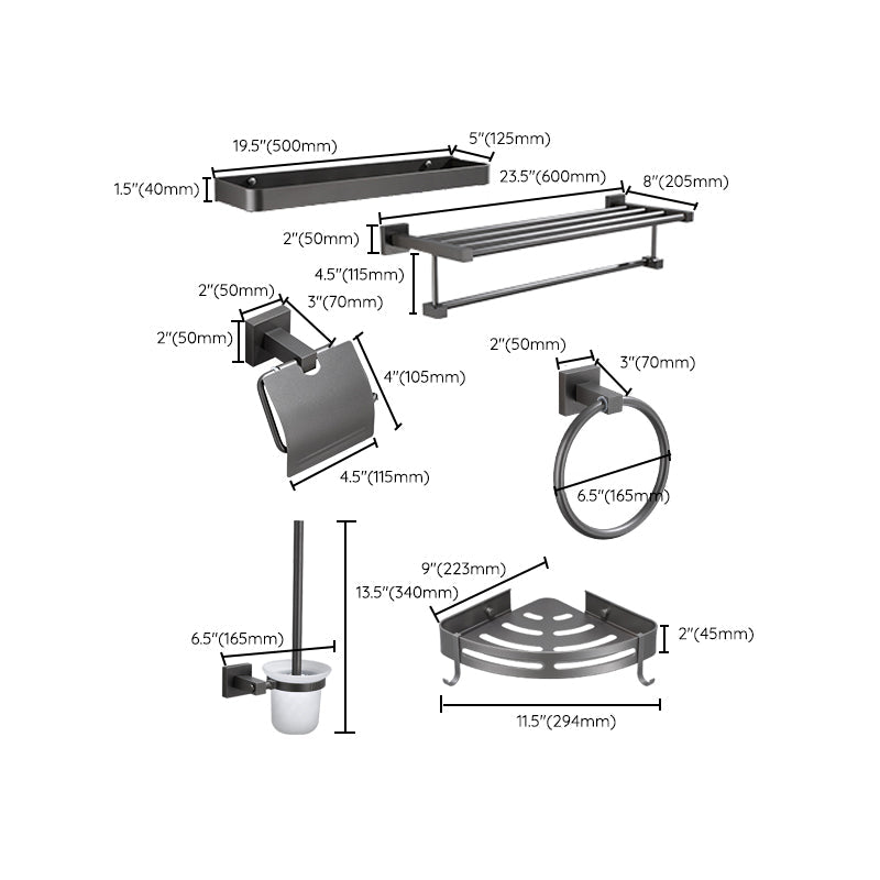 Lisslune | Modern Bathroom Accessories Hardware Set Gray Bathroom Hardware Set