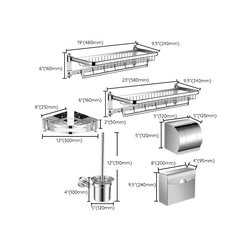 Lisslune | Modern Bathroom Accessories Hardware Set Silver Bathroom Hardware