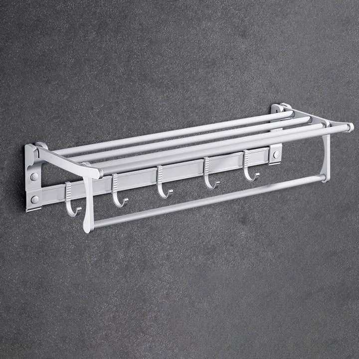 Lisslune | Contemporary silver metal bathroom accessory set with towel holder