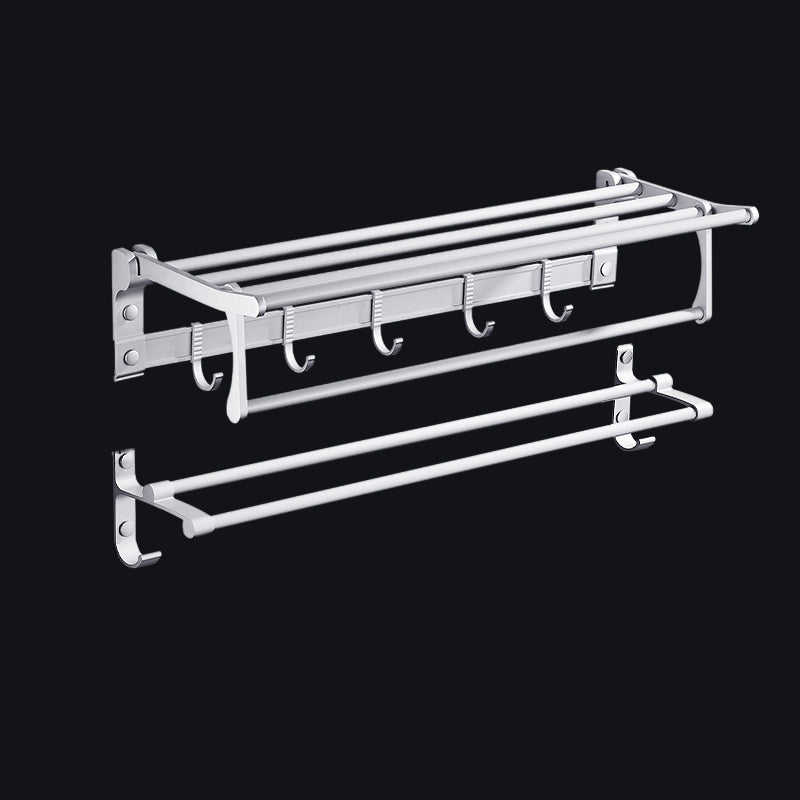 Lisslune | Contemporary silver metal bathroom accessory set with towel holder