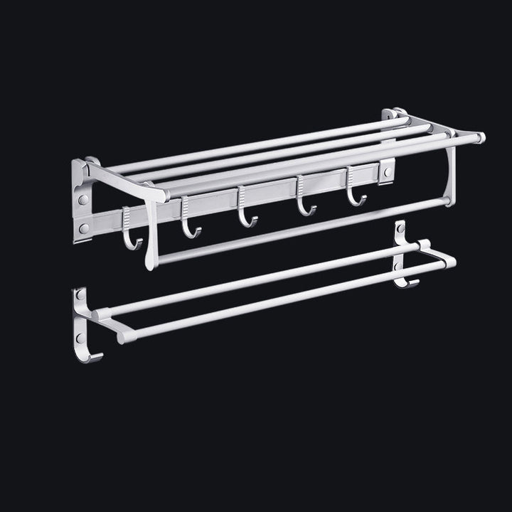 Lisslune | Contemporary silver metal bathroom accessory set with towel holder