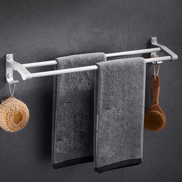 Lisslune | Contemporary silver metal bathroom accessory set with towel holder