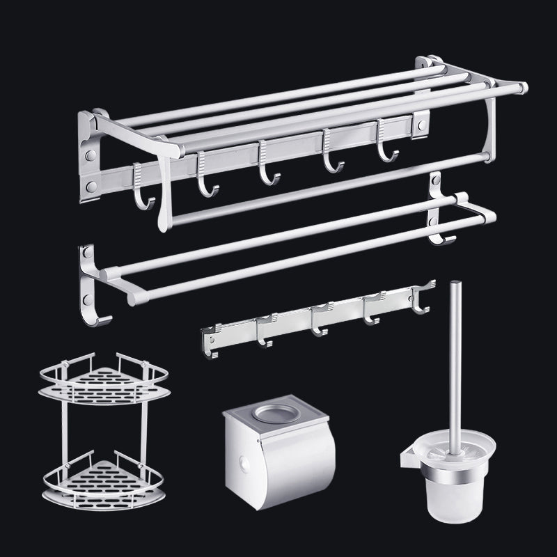 Lisslune | Contemporary silver metal bathroom accessory set with towel holder