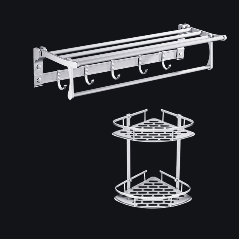 Lisslune | Contemporary silver metal bathroom accessory set with towel holder