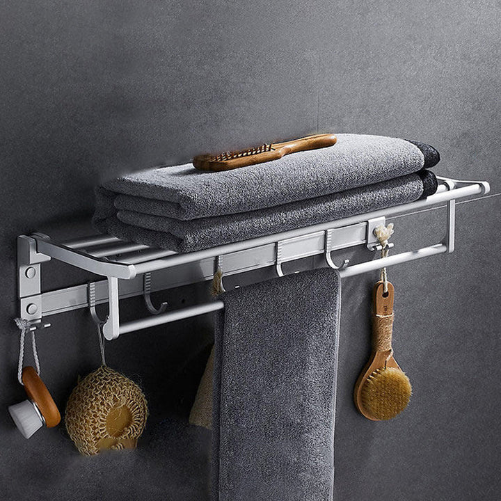 Lisslune | Contemporary silver metal bathroom accessory set with towel holder
