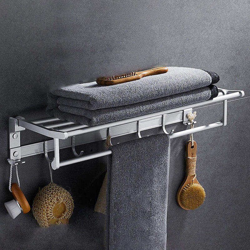 Lisslune | Contemporary silver metal bathroom accessory set with towel rack