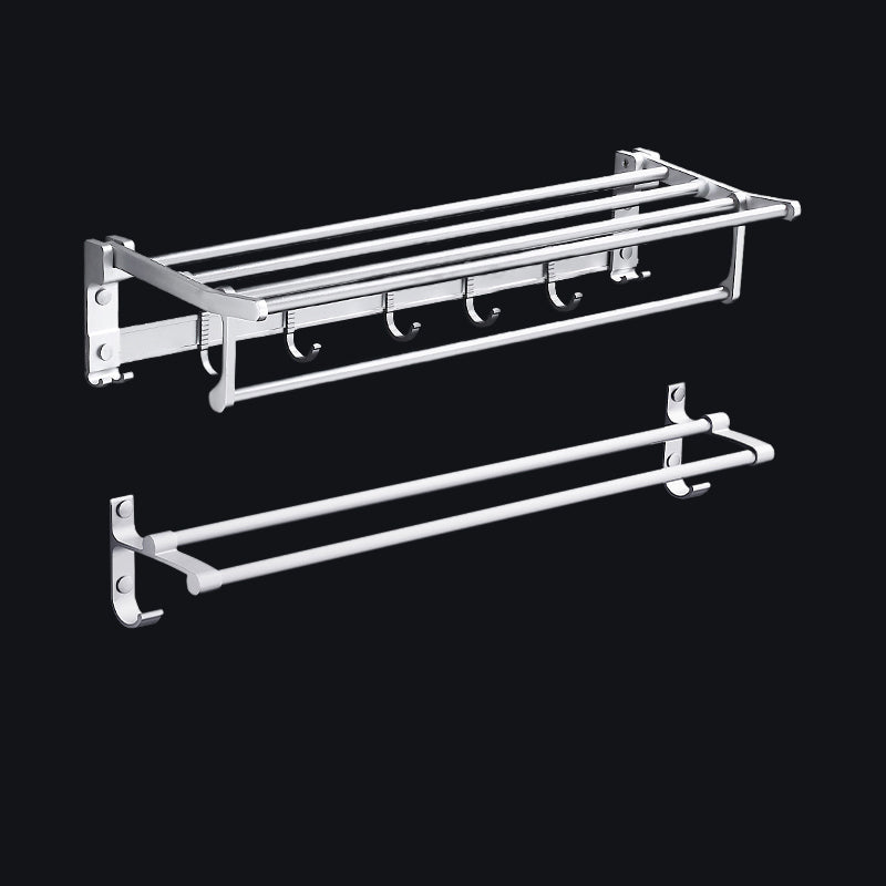 Lisslune | Contemporary silver metal bathroom accessory set with towel holder