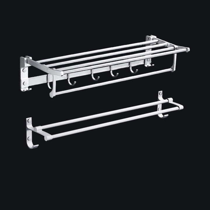 Lisslune | Contemporary silver metal bathroom accessory set with towel holder