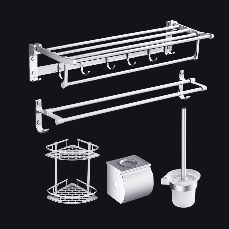 Lisslune | Contemporary silver metal bathroom accessory set with towel holder