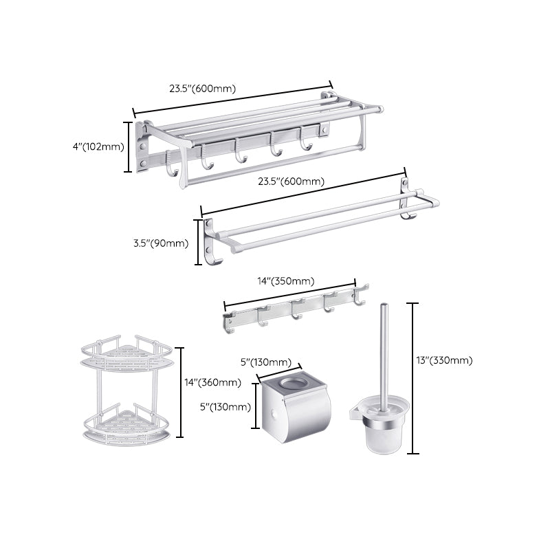 Lisslune | Contemporary silver metal bathroom accessory set with towel holder