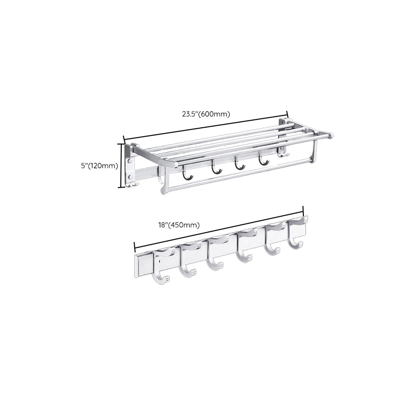 Lisslune | Contemporary silver metal bathroom accessory set with towel rack
