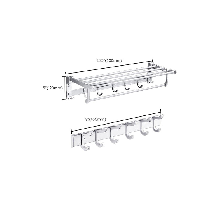 Lisslune | Contemporary silver metal bathroom accessory set with towel rack