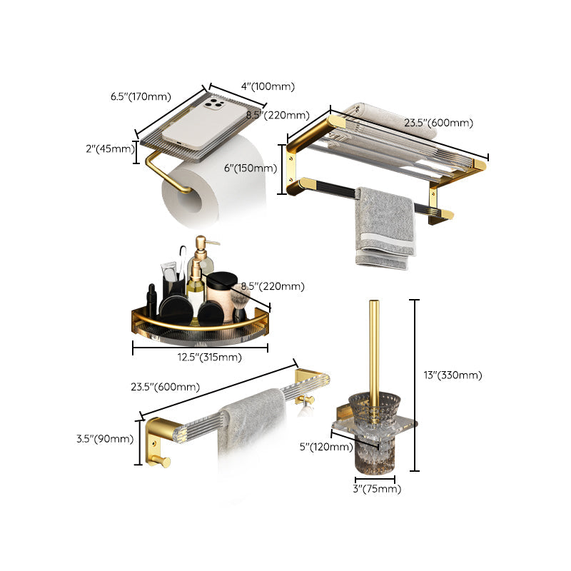 Lisslune | 6-piece bathroom accessory set made of gold-colored metal bathroom hardware set