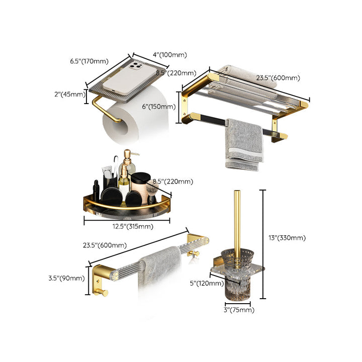 Lisslune | 6-piece bathroom accessory set made of gold-colored metal bathroom hardware set