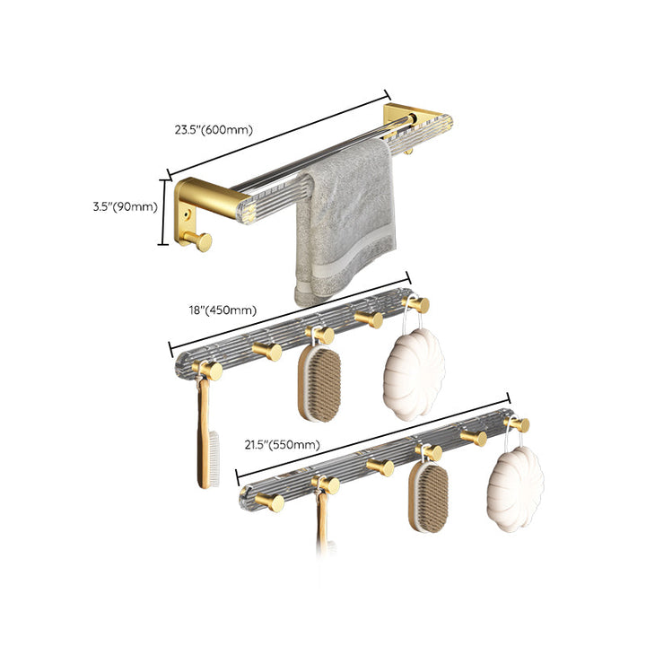 Lisslune | 6-piece bathroom accessory set made of gold-colored metal bathroom hardware set