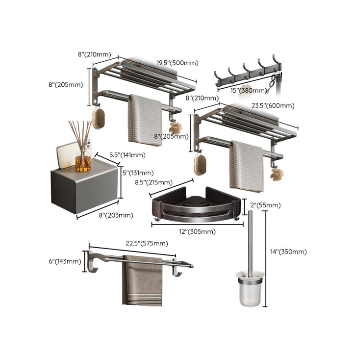 Lisslune | Modern Bathroom Accessory Hardware Set Gray Bathroom Accessories