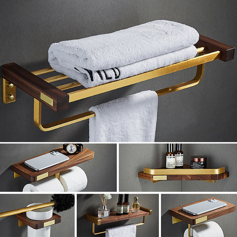 Lisslune | 6-piece Walnut Bathroom Accessories Set Metal Gold Bath Hardware Set