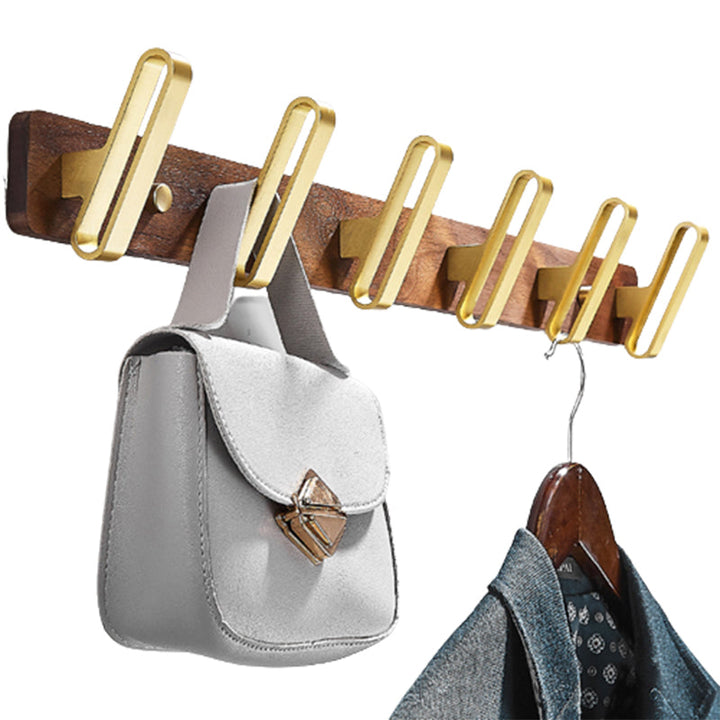Lisslune | 6-piece walnut bathroom accessory set metal gold bath hardware set