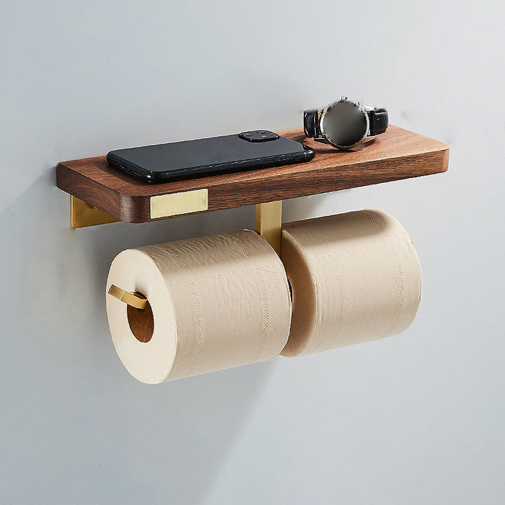 Lisslune | 6-piece Walnut Bathroom Accessories Set Metal Gold Bath Hardware Set