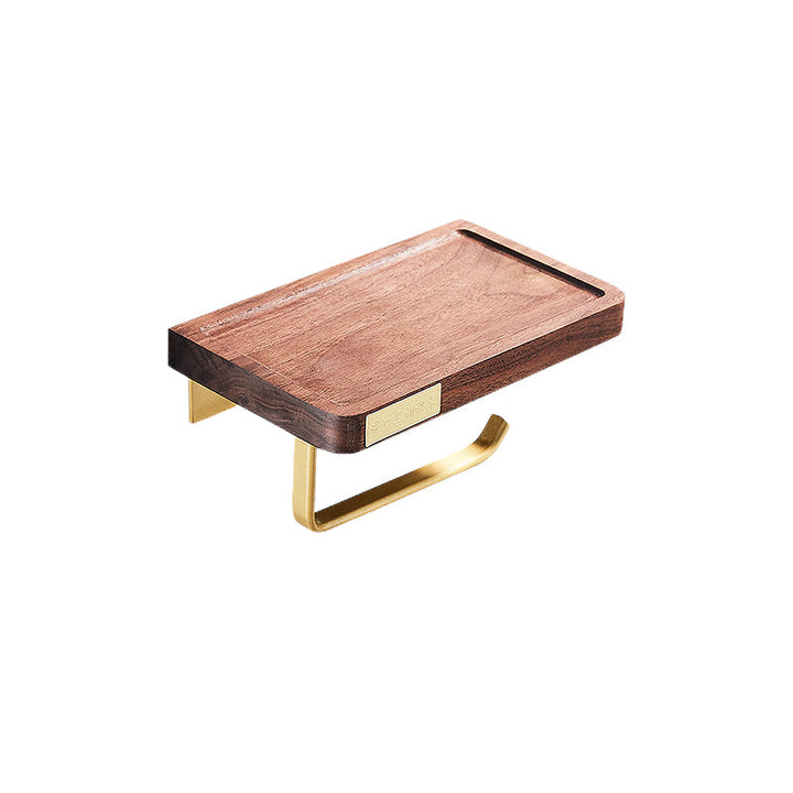 Lisslune | 6-piece Walnut Bathroom Accessories Set Metal Gold Bath Hardware Set