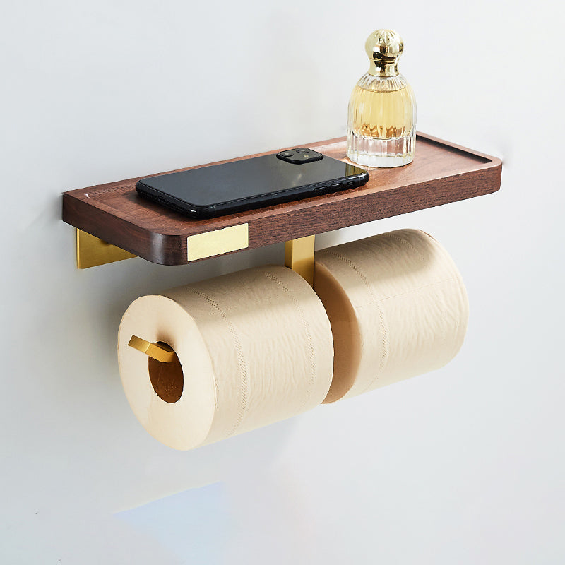 Lisslune | 6-piece Walnut Bathroom Accessories Set Metal Gold Bath Hardware Set