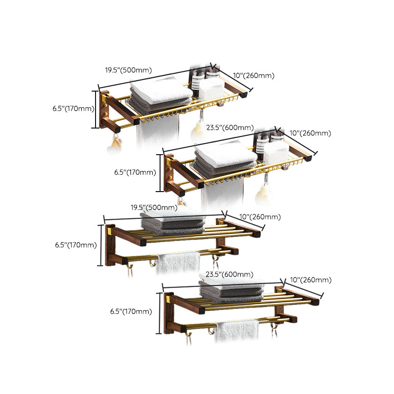 Lisslune | 6-piece walnut bathroom accessory set metal gold bath hardware set