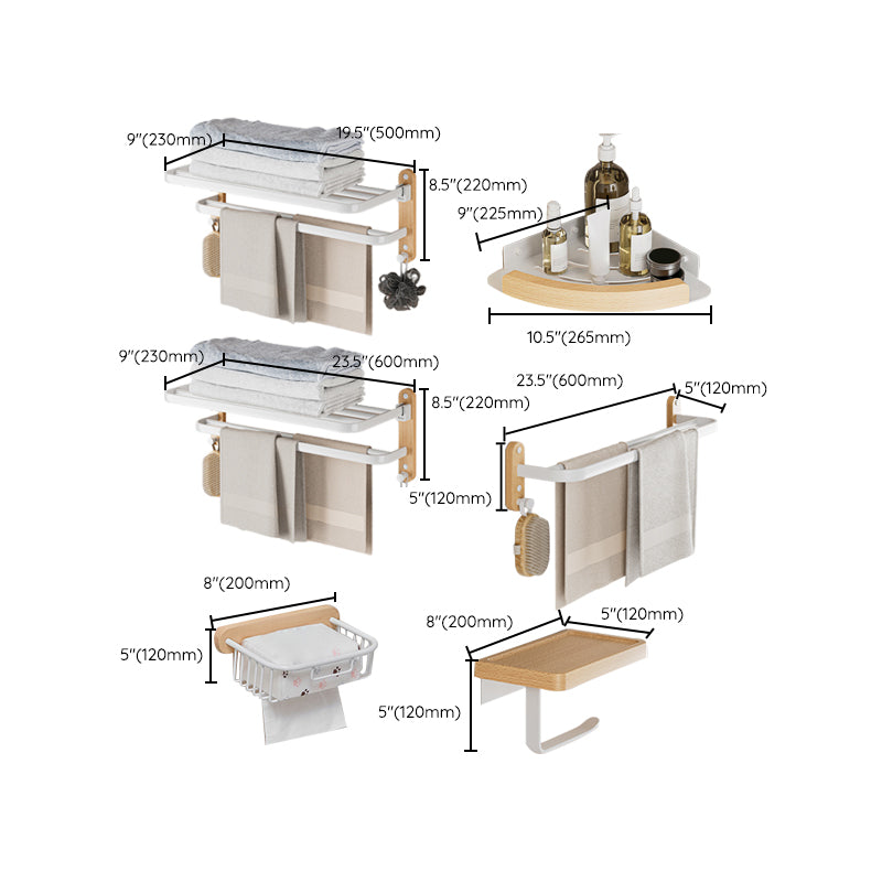 Lisslune | White Metal and Solid Wood Bathroom Accessories Hardware Set