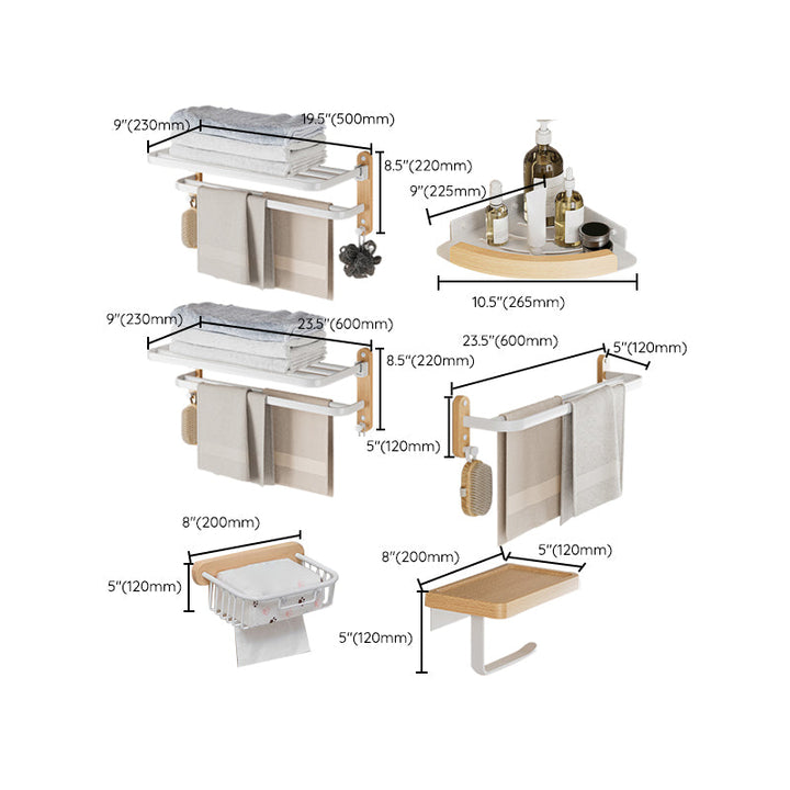 Lisslune | White Metal and Solid Wood Bathroom Accessories Hardware Set