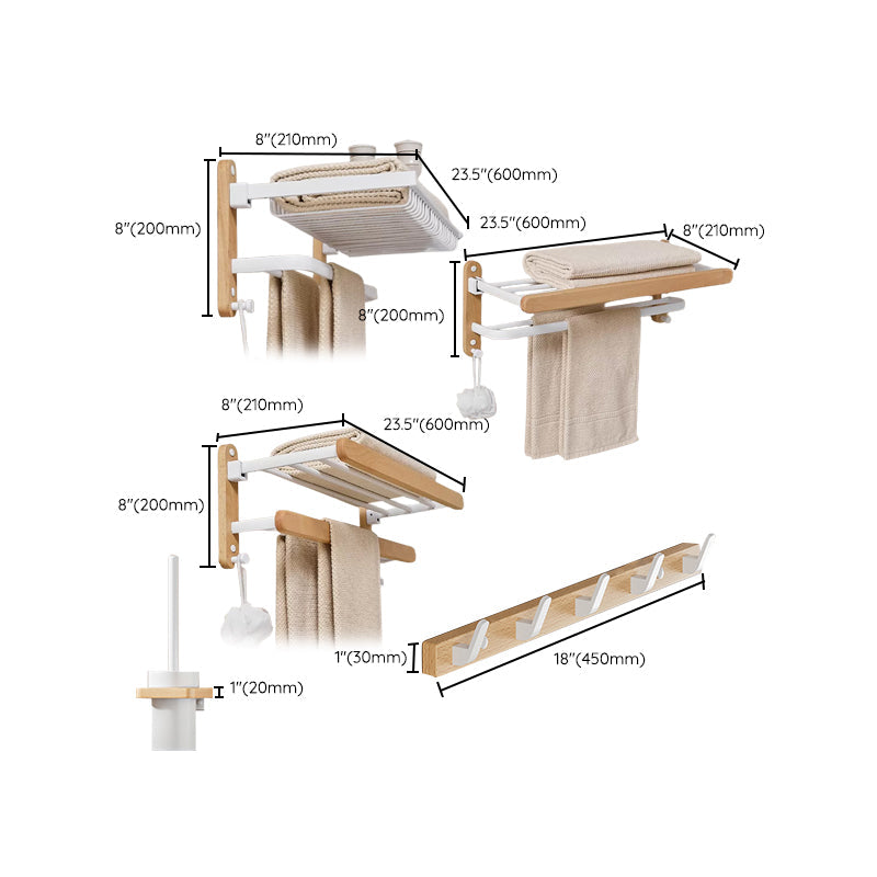 Lisslune | White Metal and Solid Wood Bathroom Accessories Hardware Set