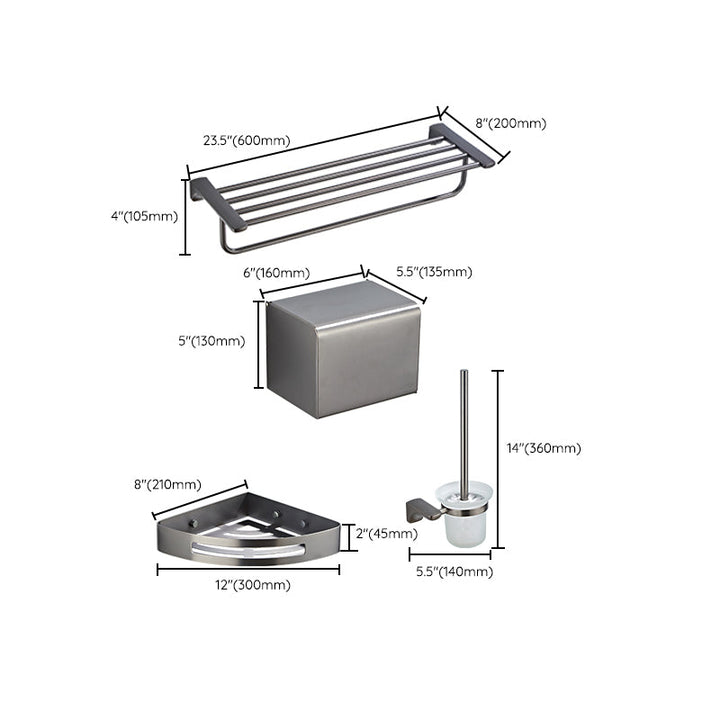 Lisslune | Gray traditional bathroom hardware set stainless steel bathroom accessory set