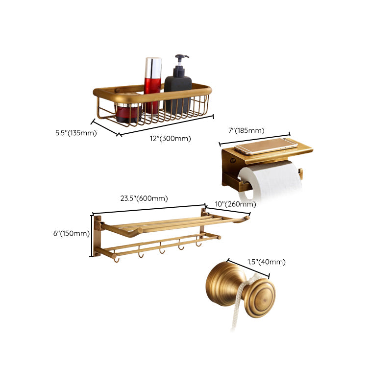 Lisslune | 4-piece traditional bathroom accessory set Gold Brass bathroom accessory hardware set