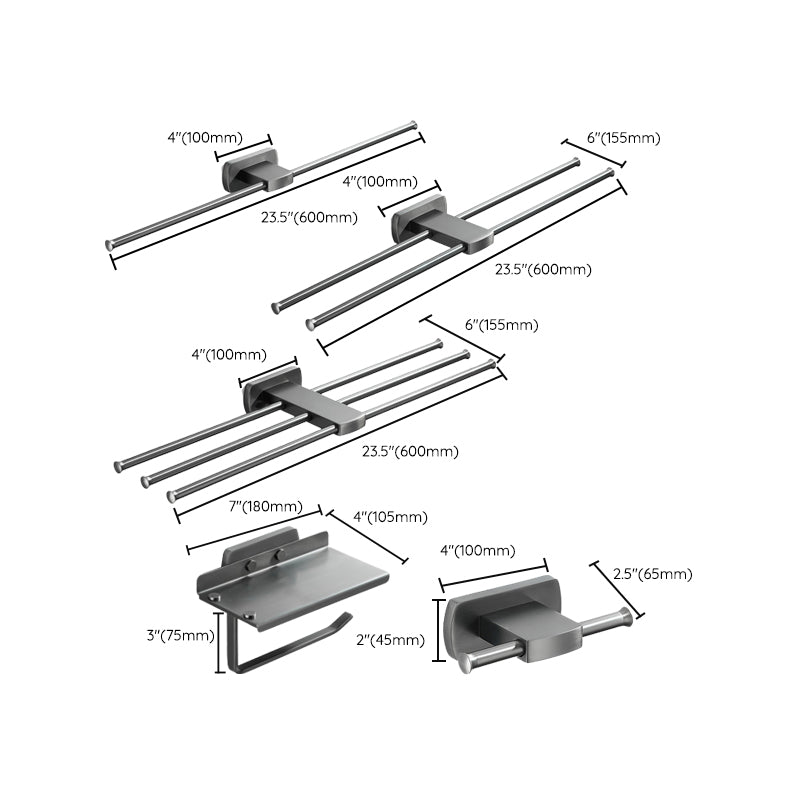 Lisslune | Modern Silver Bathroom Accessories As Individual Piece Or In Set With Towel Bar