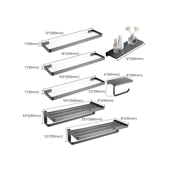 Lisslune | Gray metal modern bathroom accessories as a single item or as a set