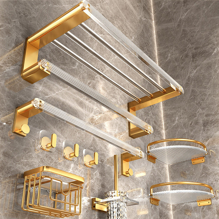 Lisslune | Modern Golden Bathroom Accessories Single Piece or in Set with Bathroom Shelf