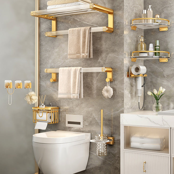Lisslune | Modern Golden Bathroom Accessories Single Piece or in Set with Bathroom Shelf