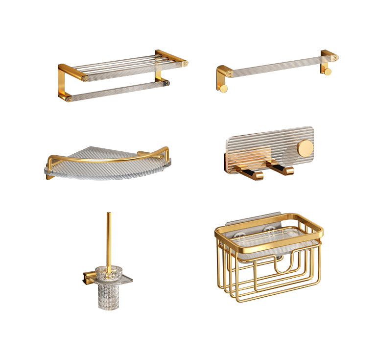 Lisslune | Modern Golden Bathroom Accessories Single Piece or in Set with Bathroom Shelf