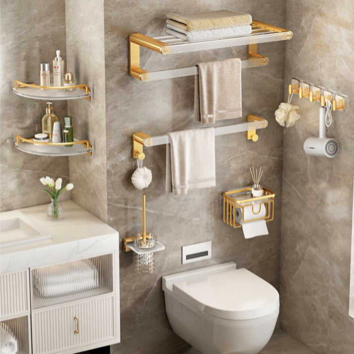 Lisslune | Modern Golden Bathroom Accessories Single Piece or in Set with Bathroom Shelf
