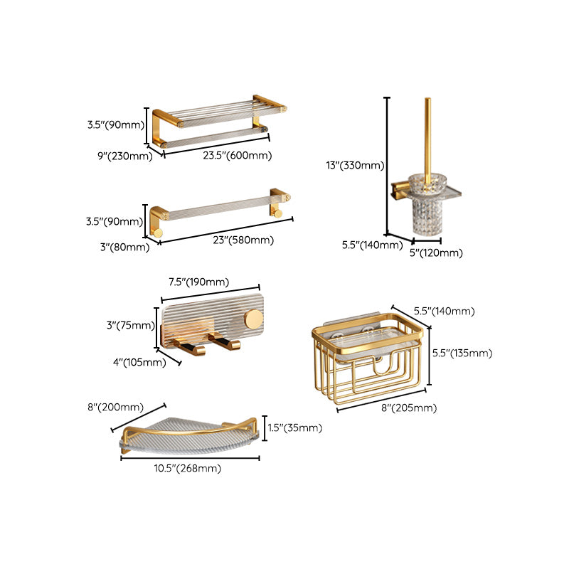 Lisslune | Modern Golden Bathroom Accessories Single Piece or in Set with Bathroom Shelf