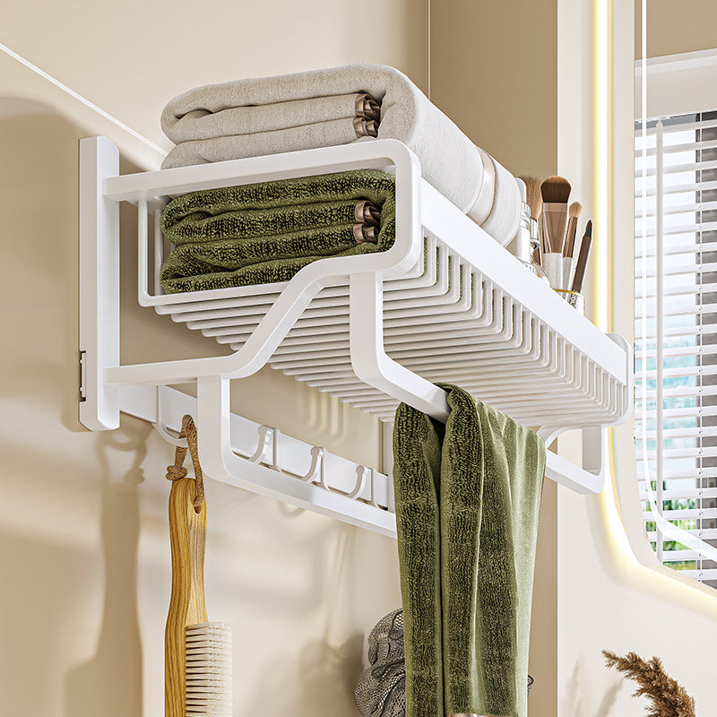 Lisslune | Modern Bathroom Accessories Set in White with Bath Shelf/Towel Bar/Bath Towel Hooks