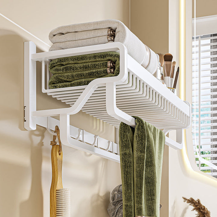Lisslune | Modern Bathroom Accessories Set in White with Bath Shelf/Towel Bar/Bath Towel Hooks