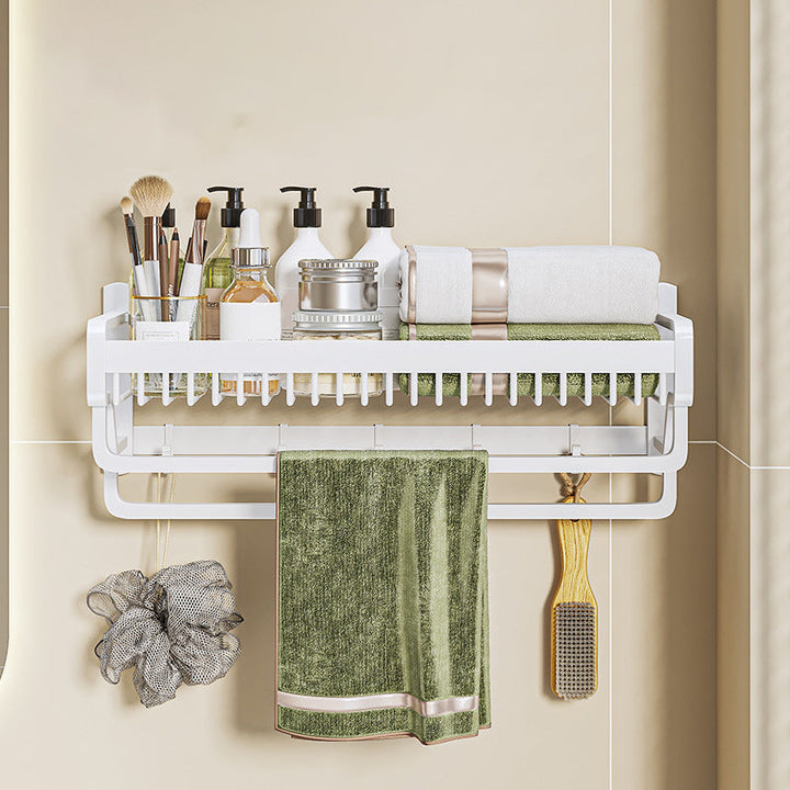 Lisslune | Modern Bathroom Accessories Set in White with Bath Shelf/Towel Bar/Bath Towel Hooks