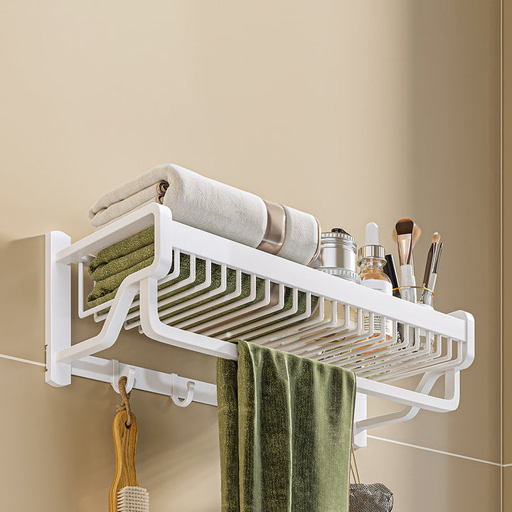 Lisslune | Modern Bathroom Accessories Set in White with Bath Shelf/Towel Bar/Bath Towel Hooks