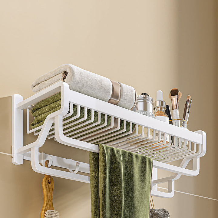 Lisslune | Modern Bathroom Accessories Set in White with Bath Shelf/Towel Bar/Bath Towel Hooks